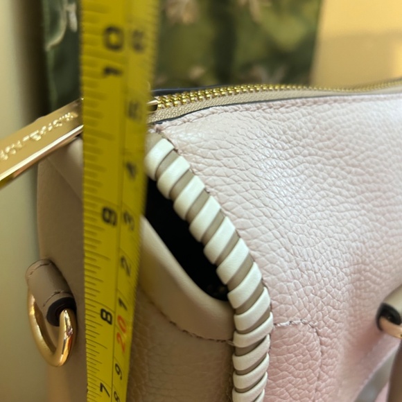 MICHAEL KORS CARINE SATCHEL LARGE PEBBLED LEATHER BAG PINK  Michael Kors Carine Leather Large Satchel Pink/Tan Handbag